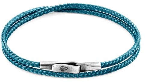 ANCHOR & CREW Ozeanblaues Liverpool Silber Und Seil Armband - Mann - 23cm