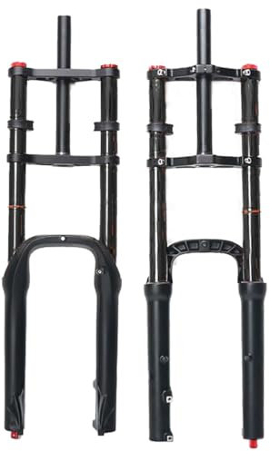 Forcella Fat Bike da 20x4.0 Pollici 1 1/8 '' Tubo Dritto Regolazione del Ritorno MTB Forcella a Sospensione Pneumatica QR Freno a Disco Blocco Manuale Forcella Anteriore per Mountain Bike per Bici da