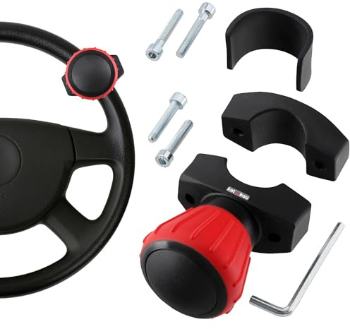 KOTARBAU® Lenkhilfe - ⌀ 5,2 cm - Universal - Lenkradknauf für Traktor - 9 cm - Lenkrad Knauf - Abnehmbar - Traktor Zubehör - PVC - Schwarz & Rot