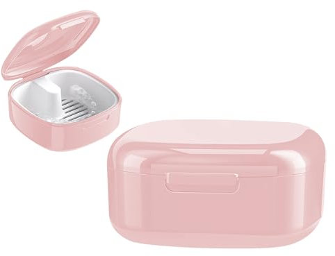 GmeDhc Zahnspangendose mit Sieb, Tragbare Prothesendose Abdeckung, Unsichtbare Zahnspangen Aufbewahrungsbox, Prothese Box, fur Halterung, Reinigungsbox