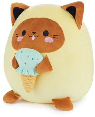 balvi Kissen Fluffy Kawaii Minty Farbe Gelb Flauschig weiche Speiseeis liebende Katze Nylon