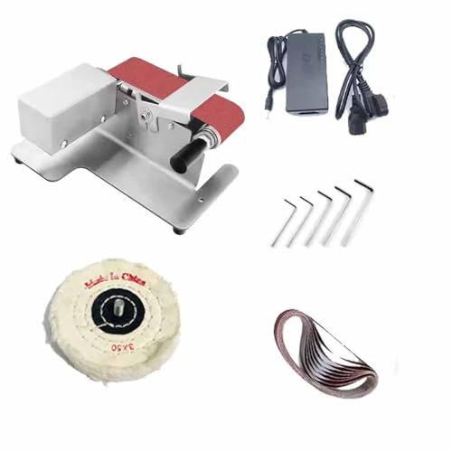 LeTkingok Levigatrice a Nastro Elettrica Raffreddata Ad Acqua, Affilatrice per Coltelli Domestici, Piccola Smerigliatrice Da Banco, Velocità Regolabile 4500-9000giri/min
