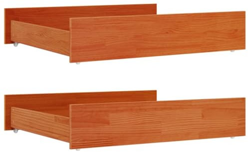 vidaXL Bettschubladen 2 STK., Bettschublade mit Rollen, Schublade für Bett, Bettkasten Bettschubkasten, Wachsbraun Massivholz Kiefer