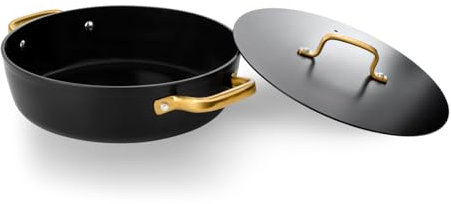 Arcos Serie Samoa Iconic | Cacerola Baja Antiadherente Cerámico 28 cm y 4,3 L | Aluminio Forjado | Apta cualquier cocina | Mango Acero Inoxidable | Color Negro | LIBRE DE (PFOA/PTFE/PFOS)