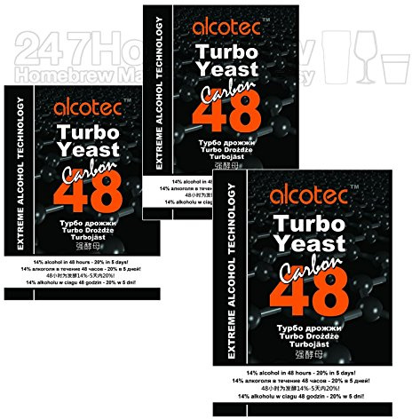 3X Alcotec Carbon 48 Turbo Yeast with Activated Carbon