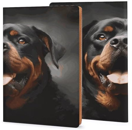 Leder-Notizbuchhülle, robuste Buchumschläge, cooler Rottweiler-Hunde-Kunstdruck, wasserdicht, schützt Notizbücher, Bücher und ist für Büro und Schule geeignet