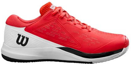 Wilson Rush Pro Ace Clay Herren-Tennisschuhe, Sichere Passform, Dynamische Unterstützung, Atmungsaktives Mesh, Ideal für Sandplätze, Infrarot/Weiß/Schwarz, Größe 7,5