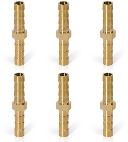 6 Pièces Raccords de Tuyau d'air Comprimé en Laiton de 6mm, 1 en Forme, Connecteur de Tuyau de Carburant, Connecteur Barbelé pour Carburant, Air, Eau, Gazole
