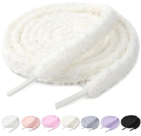 REGAPOG Lot de 2 Paires de Lacets en Peluche Fluffy, Elastiques et Épais pour Enfants et Adultes - Sport et Campus Universels