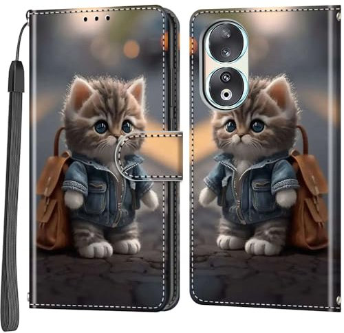 Funda para Honor 90 5G, Cuero Flip Folio Protección Completa Carcasa con Ranura para Tarjeta Magnético Función de Soporte Gato