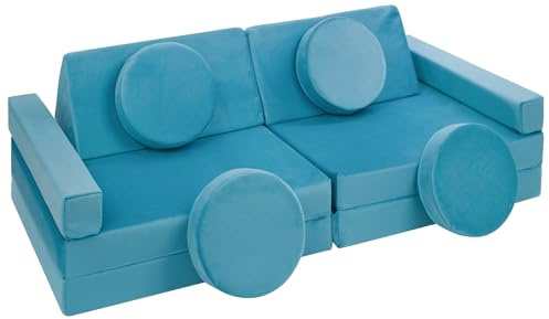 Velinda Spielsofa Modulsofa Spielmöbel modulares Kindersofa Familienmöbel Bausteine-Set (Farbe: türkis)