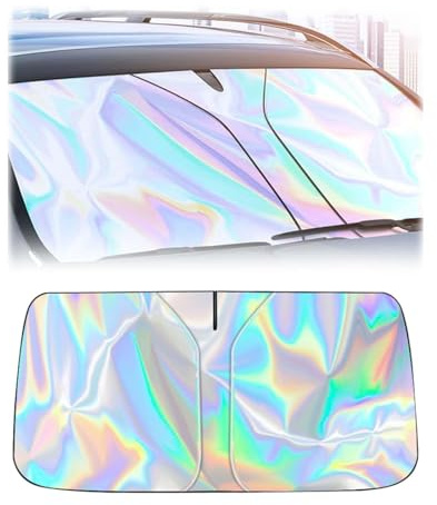 Parasol Coche Delantero, 145 x 80 cm,Parasol Delantero Coche Plegable,para Verano, Autoadhesivo, protección contra el Calor, para Parabrisas láser, tamaño Grande, Apto para sedán, SUV, etc