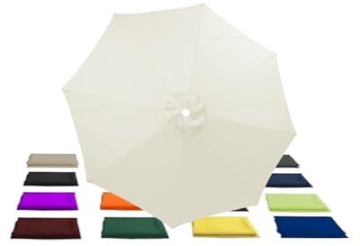 KDHKDFN replacement parasol canopy 8 arms 4.0m 2.7m 3.5m 3.0m 2m for Round Patio umbrella cover(Size:8Ribs 400cm/13.2ft,Color:White)