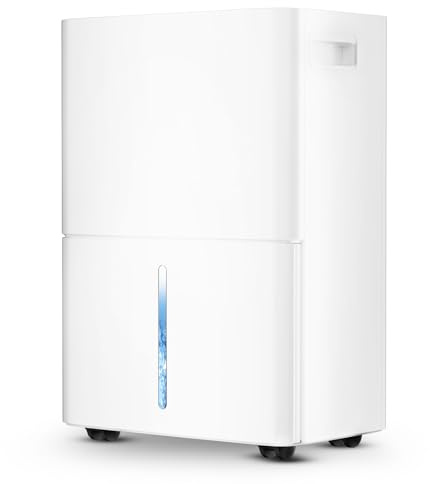 Macchiatto Elektrischer Luftentfeuchter Kompakt für bis zu 80m³(32m²) Räume Automatischer Betrieb,mit Universalrad und 1M Ablaufschlauch Ideal für Wohnung, Keller,Badezimmer
