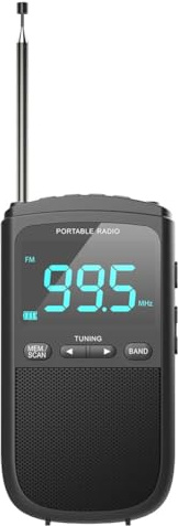 Ujjdwiurgh Outdoor Motion AM FM Personal Stereo Radio Rechargeable Mini FM Headphone Jack Clock Alarm Pocket Radio for Broadcast(B)