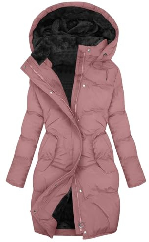Generisch Daunenjacke Damen Leicht Winterjacke Damen Lang Gefüttert Steppjacke Mit Kapuze Winter Steppmantel Elegant Wintermantel Warm Stepp Mantel Einfarbig Daunenjacken Dicke Puffer Jacke
