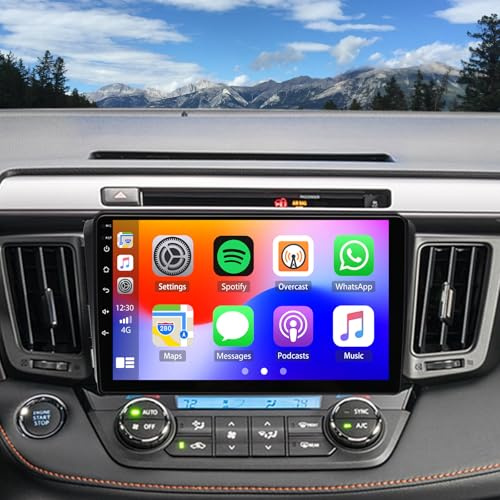 9 inch 2 DIN Android 15 Car Stereo for Toyota RAV4 2013-2018, 4+64GB Touch Screen Display Radio Multimedia Player Head Unit with Carplay Android Auto GPS Navigation WiFi Bluetooth DVR DAB+ SWC FM RDS