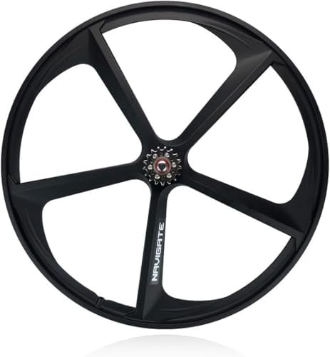 CUCKQUIC 700C Laufradsatz Schwarz 5 Speichen Fixie-Fahrrad-Laufradsatz Mag Fahrradfelgen Vorder- und Hinterrad 100/120 mm V-Brake für 23-28C Rennräder Rear Wheel