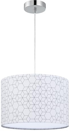 Zedelmaier Pendelleuchte Lampenschirm Hängelampe Stoff Weiß Ø30cm E27x1/40w | Deckenlampe hängend boho Lampe für Wohnzimmer Schlafzimmer Esszimmer,Esstisch,Esszimmerlampe,lampe decke,ohne Leuchtmittel