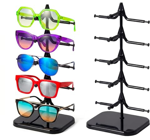 2 Stück Brillenhalter für 5 Brillen - Acryl Brillen Rack Brillenständer | Brillenständer zur Aufbewahrung und Präsentation mehrerer Brillen im Geschäft oder Zuhause