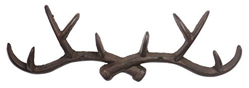 KiaoTime l Vintage 14 Rustikale Gusseisen Hirsch Geweihe Wand montiert Mantel Haken, Schäbig schick Kleiderhaken, Schlüsselhalter, Hut-Aufhänger, Badzimmer Wandhaken (Rusty Brown)