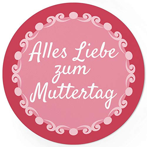 24 moderne Design Etiketten, rund/Alles Liebe zum Muttertag Vintage Rosa/Muttertag/Liebe/Herzen/Mama Geschenk/Geschenk-Aufkleber/Sticker/für Firmen