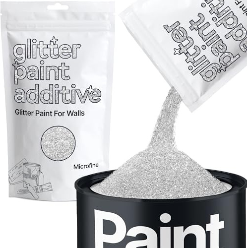 Hemway Silver Glitter Paint Additive Microfine 100g for Adding Sparkle | for Paints & Varnish | Paint Walls Sparkly Add to Emulsion, Acrylic or Lacquer Indoor