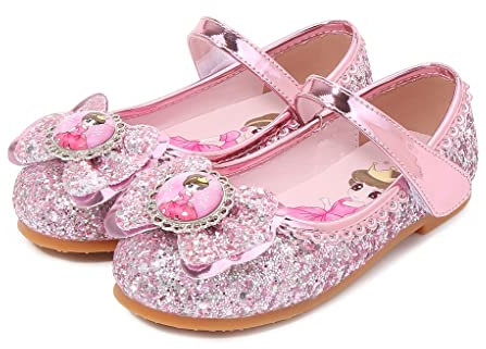 YONIER Scarpe Principessa Bambina Ballerine Bambina Scarpe Brillantini Frozen Bimba Partito per Ragazze Ballerina per Cerimonie e Occasioni Speciali,Rosa,28 EU
