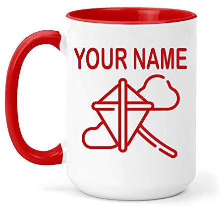 Personalised Two Tone Kite Mug - Hobbies, Gift (,Red)