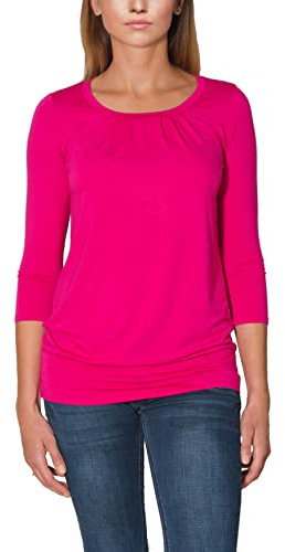 Alkato Damen Viskose Shirt 3/4 Arm Longshirt Top, Farbe: Amarant, Größe: S