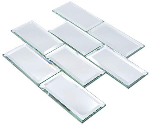 Mosaik Fliese Glasmosaik Rechteck Mirror Metro groß Spiegel für WAND KÜCHE Fliesenspiegel Thekenverkleidung Wandverblender Badfliese