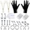 Healifty Body Piercing Kit Surgical Steel Belly Tongue Tragus Nipple Lip Nose Eyebrow Chin Ring Body Jewelry Gauge Piercing Needles Set 42pcs (Steel Color)