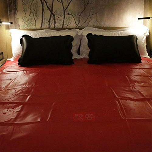 CTOBB Wasserdicht Adult Bettlaken Sex PVC Vinyl Matratzenbezug Allergy Relief Bed Bug hypoallergen Sex Game Bettwäsche Sheets, Rot, L 210x210cm