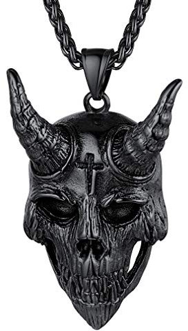 FaithHeart schwarz Edelstahl Herren Satan Ziegenkopf Anhänger mit Geschenkebox…