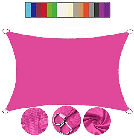 GEBIN Voile D'ombrage Rectangulaire/Triangulaire De 18 Tailles,Toile Ombrage,Résistant Aux Intempéries, Durable,Rayons UV, Parfait pour La Cour De Jardin en Plein Air. (5 * 5m,Rose Rouge)