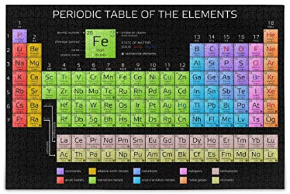 Mnsruu Periodic Table of the Elements Jigsaw Puzzle Leisure Creative Games 1000 Pieces for Adults Children Gift