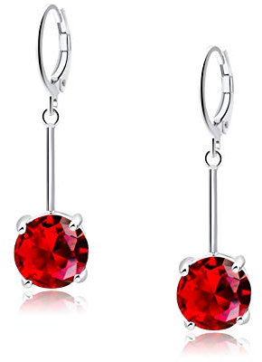 VONSSY Edelstein Tropfen Ohrringe | Stilvolle 18 Karat Platin/Vergoldete Leverback Kristall Hängende Ohrhänger | Silber Schmuck Geschenk für Mutter Tochter Ehefrau