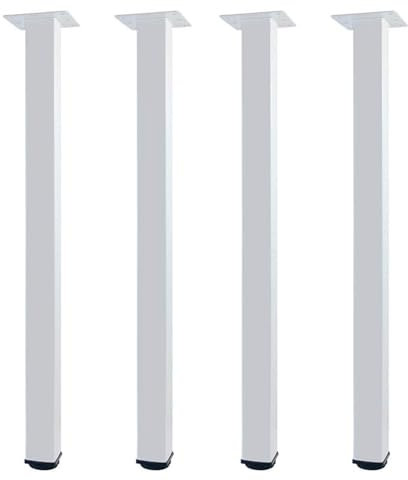 QLLY Lot de 4 Pieds de Meubles en métal réglables en Hauteur - Profil carré - 50 x 50 mm - Hauteur 70 cm - Pieds de Table pour Bureau DIY - Blanc