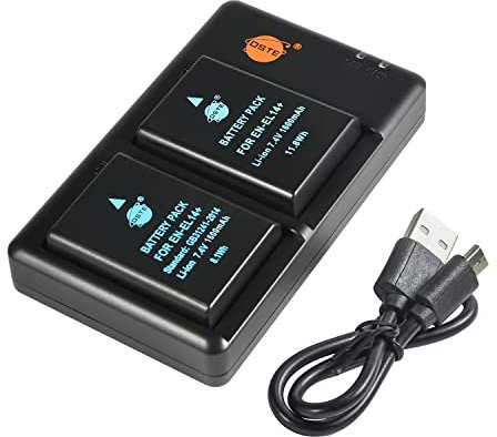 EN-EL14 EL14a(2-Pack) Batteries Rechargeables de Rechange et Chargeur Double Compatible avec la poignée de Batterie Nikon BG-2G, Coolpix P7100, P7700, DF, D5200, D5300 Appareil Photo numérique