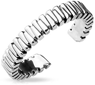Paula & Fritz® Ring Damen Verstellbar Silber Groove Muster 316L Chirurgenstahl Zehenring Mittelring Partnerring Freundschaftsring Offen Einstellbarer-Ring