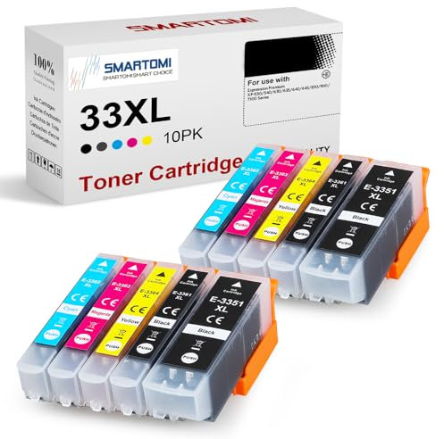33XL Multipack Druckerpatronen Kompatibel für Epson 33XL 33 XL für Epson XP 540 Druckerpatronen für XP-7100 XP-530 XP-640 XP-830 XP-900 XP-645 XP-635 XP-630（10er-Pack）