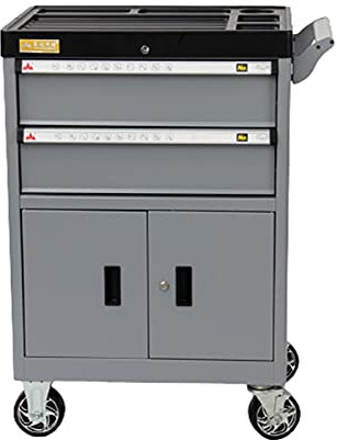 Bderkz Aufbewahrungswagen mit Schublade und Großem Schrank, Rollenräder Werkstattwerkstatt Schwerlast Werkzeugschrank Aufbewahrungsbox für Büroküche, Grau 26 X 18,1 X 37,8 Zoll