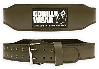 Gorilla Wear - 4 Inch Padded Leather Lifting Belt - Armeegrün - Bodybuilding Krafttraining Gym Training Gewichtheben Unterstützung Stabilisierung mit Logos für Sport aus Leder, XXL-3XL