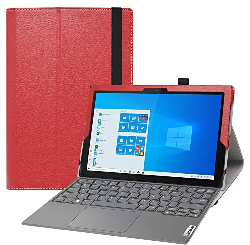 LIFANG Funda para Lenovo IdeaPad Duet 3i,Soporte Cuero con Slim PU Funda Caso Case para 10.3 Lenovo IdeaPad Duet 3i 10IGL5 Tablet,Rojo
