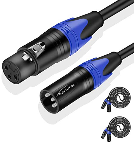 AuxLink XLR Cable 50ft 2 Pack, XLR Microphone Cable Male to Female, Balanced XLR Cable Suitable for Preambles, Speaker Systems, Radio Station and More