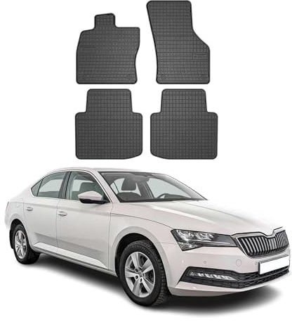 OMAC Fußmatten für Skoda Superb 2015-2024 Gummi 4tlg Schwarz | Automatten, Gummimatten, Allwetter, Antirutsch, fahrzeugspezifisches Produkt, wasserdicht