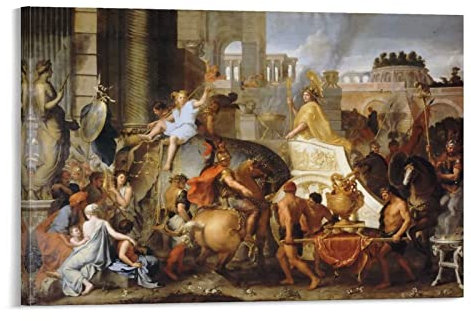 Enartly GemäLde Auf Leinwand Alexander der große Klassische Kunstmalerei Babylon Poster 60x90cm Kein Rahmen