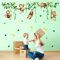 DECOWALL DS-8053 Affenranken-Wandaufkleber, Aufkleber, Kinderzimmer, Kunst, Baby-Dschungel, abnehmbares Dekor, Wohnzimmer, Cartoon, Abziehstab, Vinyl-Bordüre, niedliche DIY-Spielzimmer-Dekoration