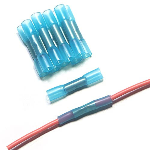 20 Pcs 22-16 AWG del calor a tope conectores de cable eléctrico BHT1.25,Terminales Emplame Termorretráctil,Conector Electricos Termorretráctil-azul