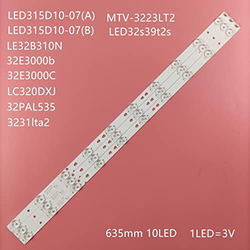 Pièces de Rechange TV- 3pcs Nouveau téléviseur Lampe LED Bandes de rétro-éclairage compatibles avec Telefunken TF-LED32S41T2 Kit de Bar LED Bandes LED315D10-07 (B) LED315D10-ZC14-07 (A) Dirigeants